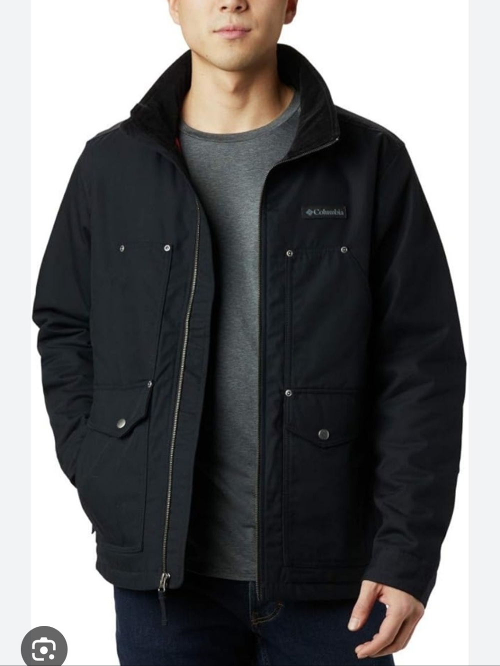 Columbia Men's Black Lightweight Zip Jacket with Snap Chest Pockets